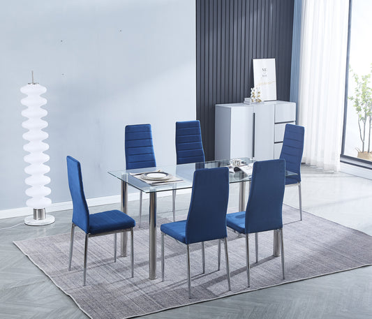 Mesa comedor + 6 sillas transparente