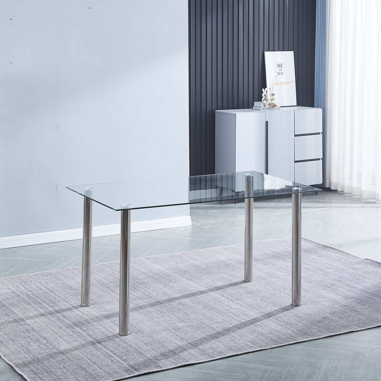 Mesa comedor + 6 sillas transparente