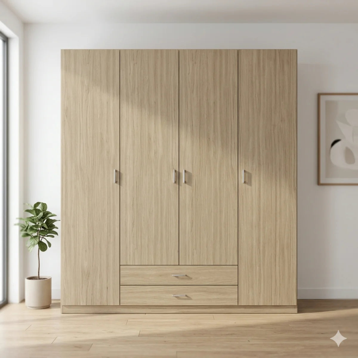 Armario madera 4 puertas 2 cajones